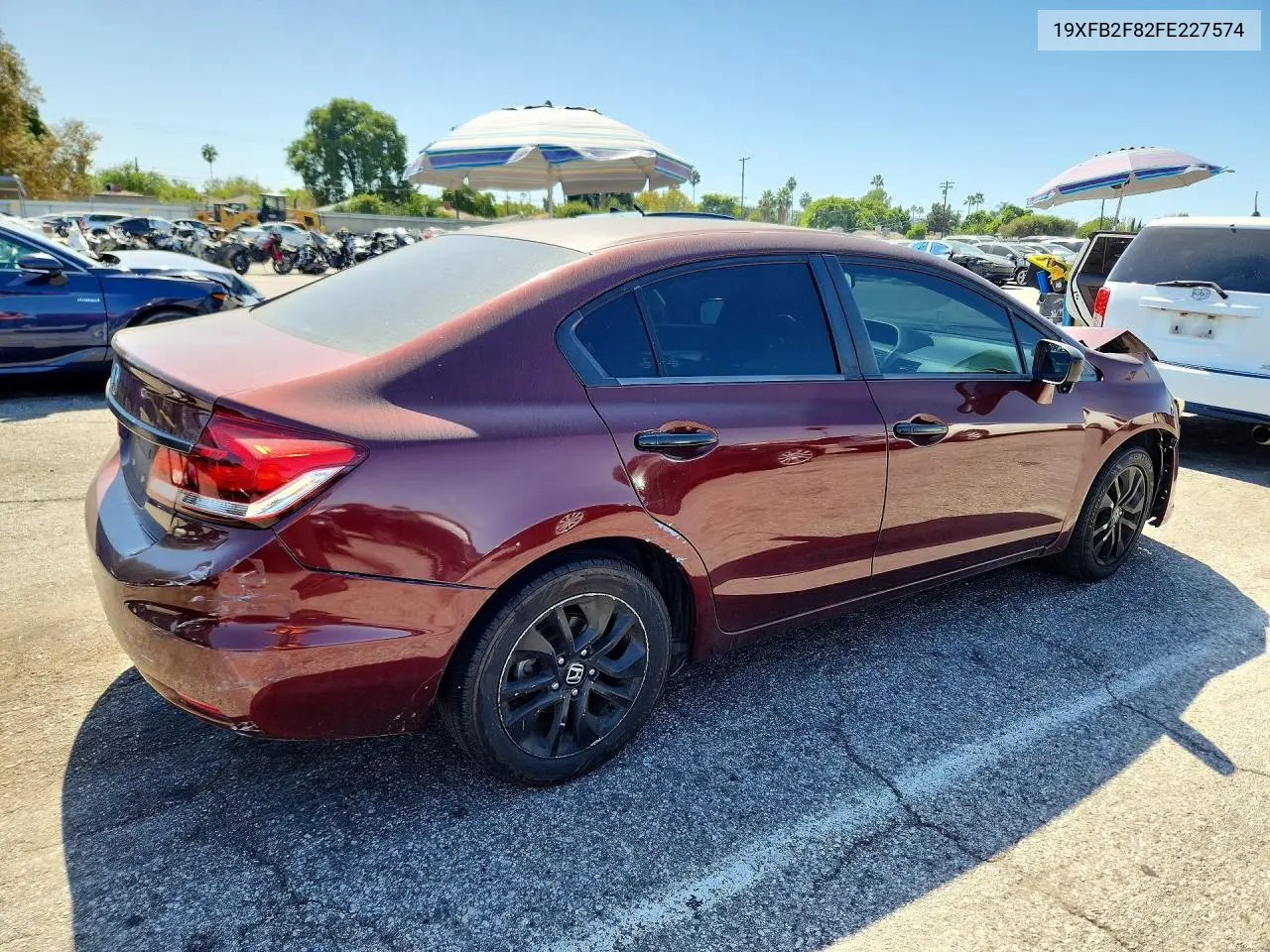 2015 HONDA CIVIC VIN 19XFB2F82FE227574 — фото 3