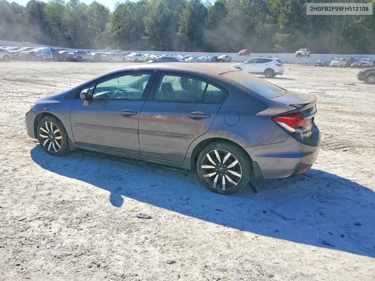 2015 HONDA CIVIC VIN 2HGFB2F99FH512108 — фото 2