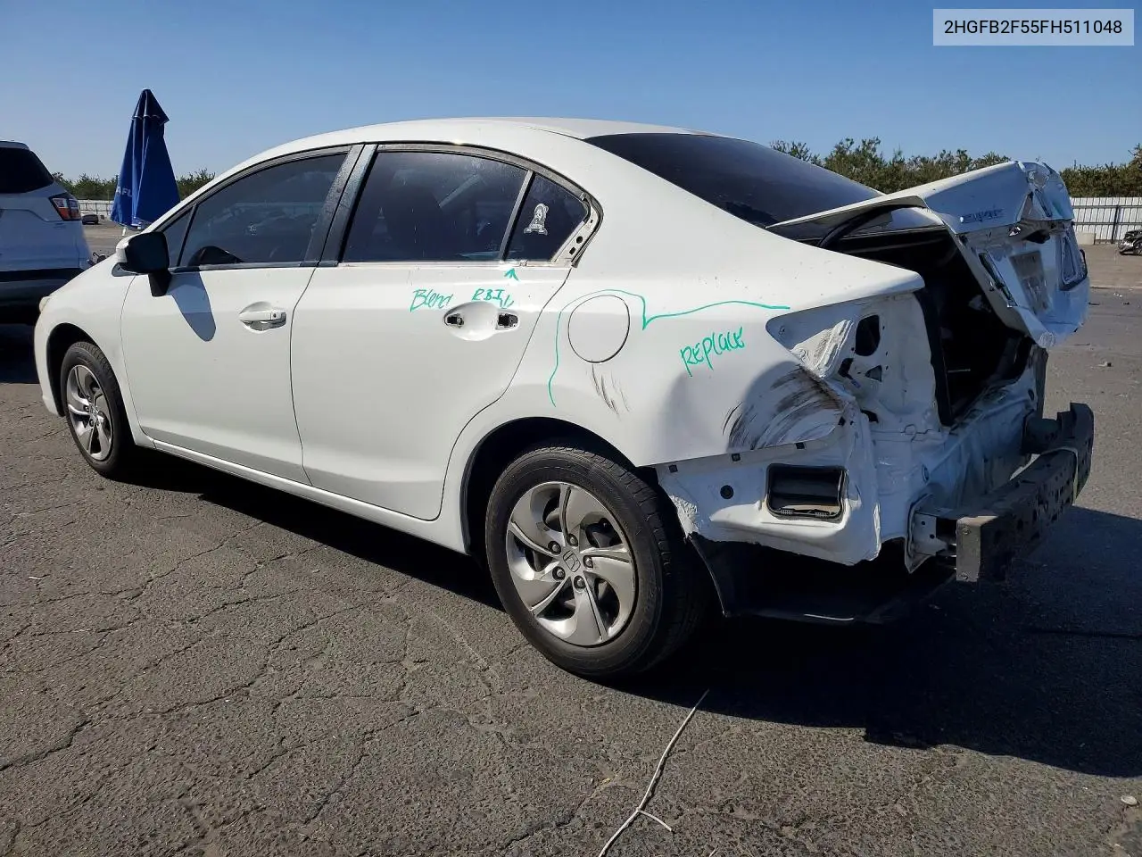 2015 HONDA CIVIC VIN 2HGFB2F55FH511048 — фото 2