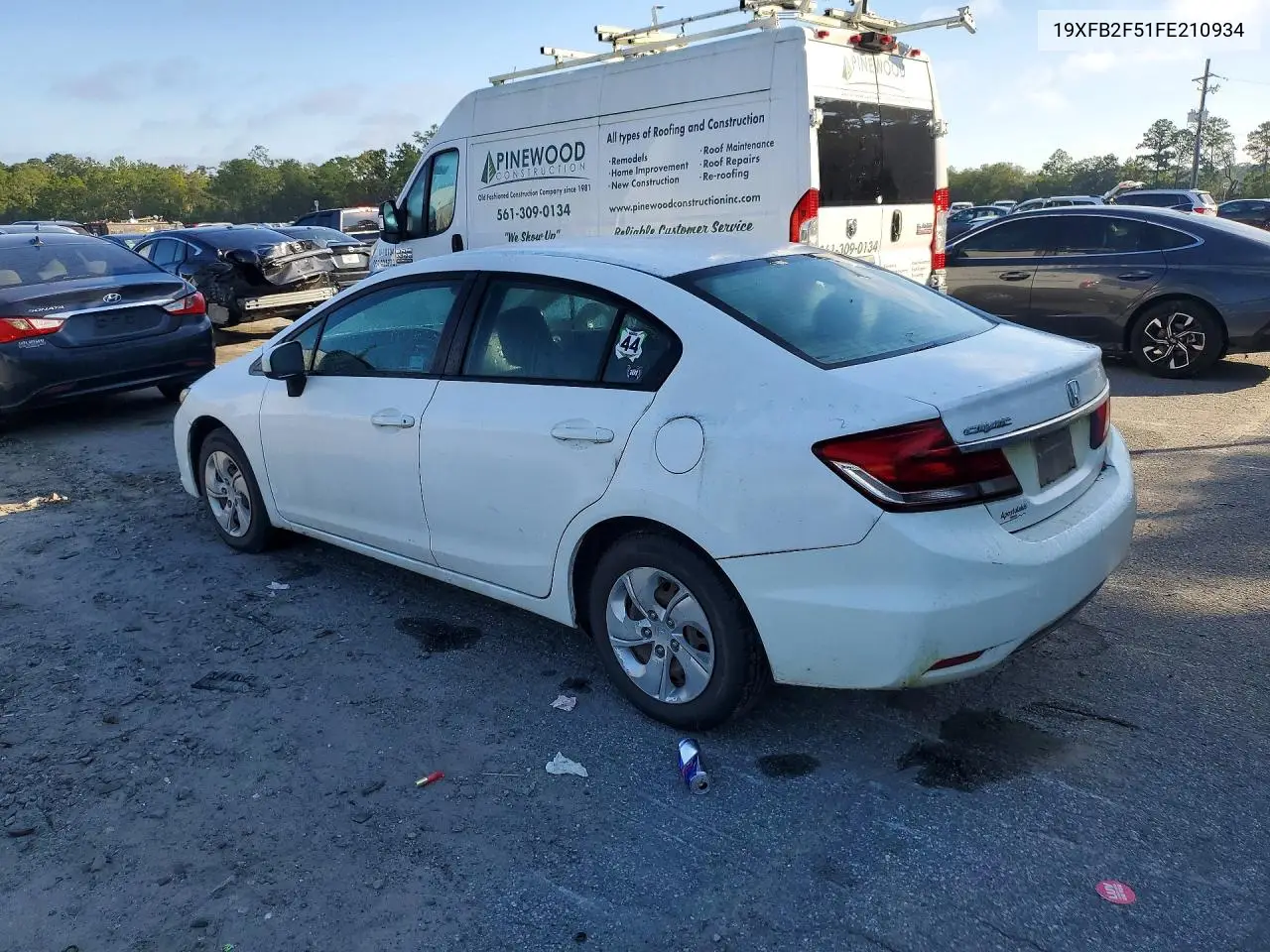2015 HONDA CIVIC VIN 19XFB2F51FE210934 — фото 2