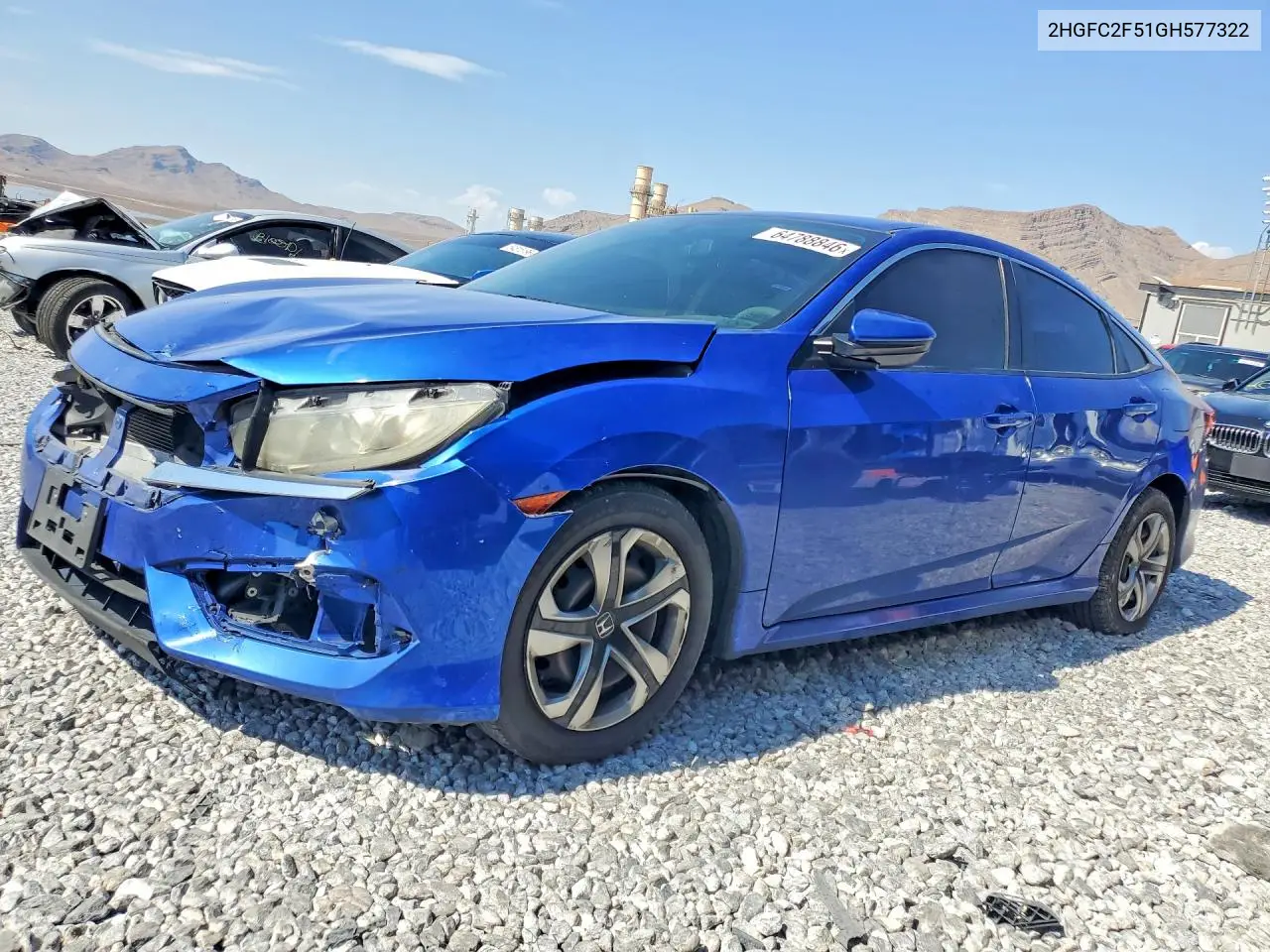 HONDA CIVIC 2016, VIN 2HGFC2F51GH577322