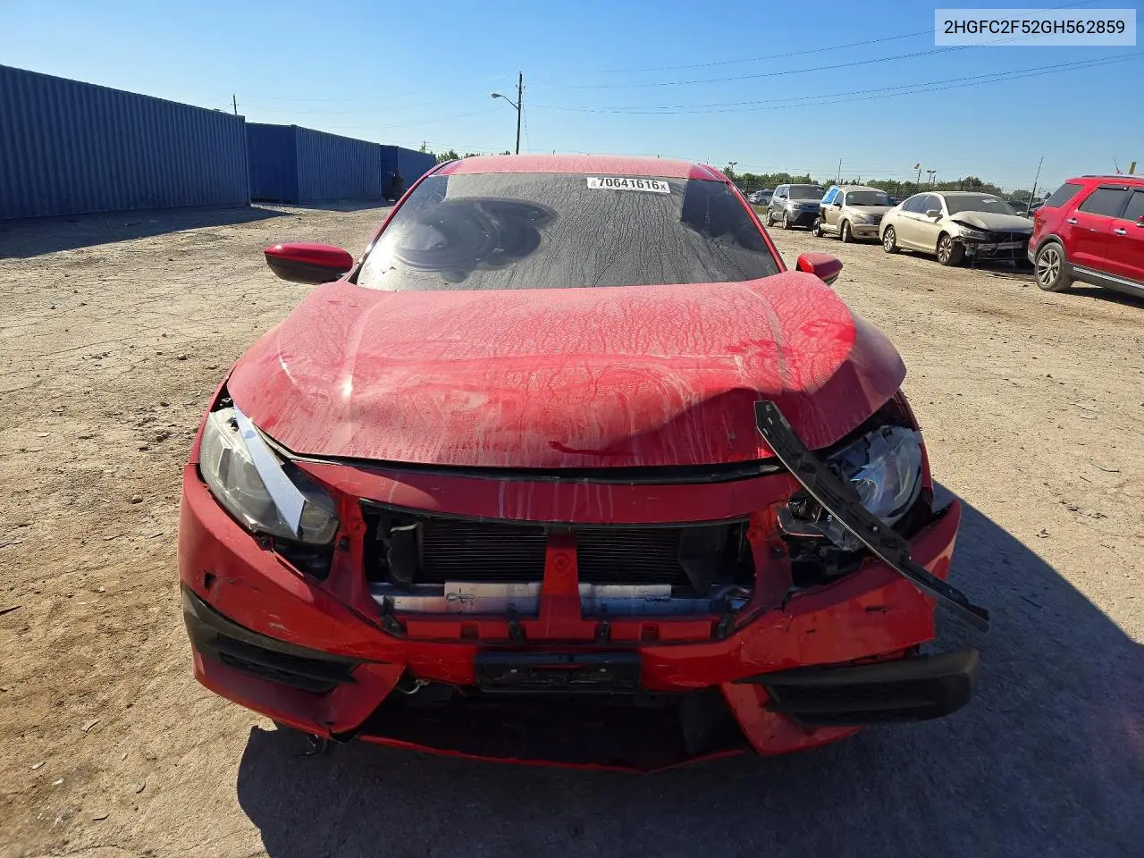 2016 HONDA CIVIC VIN 2HGFC2F52GH562859 — фото 5