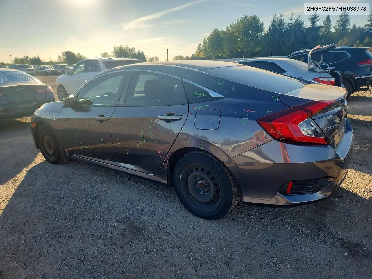 2017 HONDA CIVIC VIN 2HGFC2F57HH038978 — фото 2