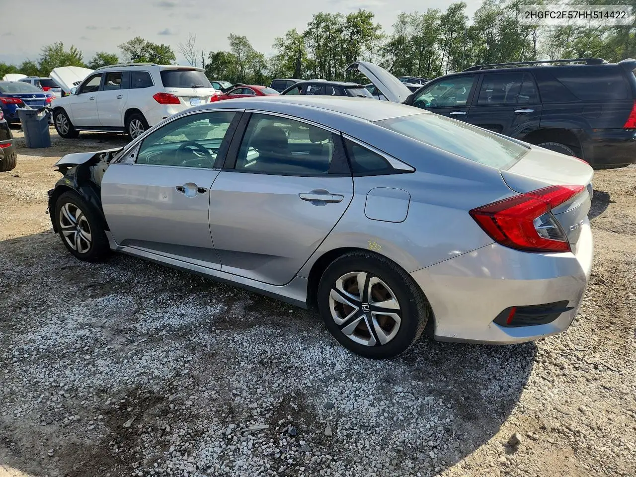 2017 HONDA CIVIC VIN 2HGFC2F57HH514422 — фото 2