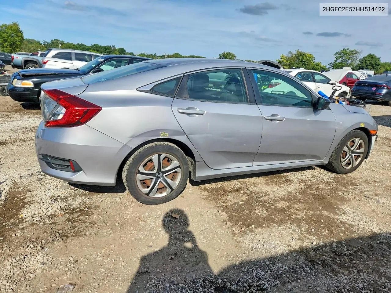 2017 HONDA CIVIC VIN 2HGFC2F57HH514422 — фото 3