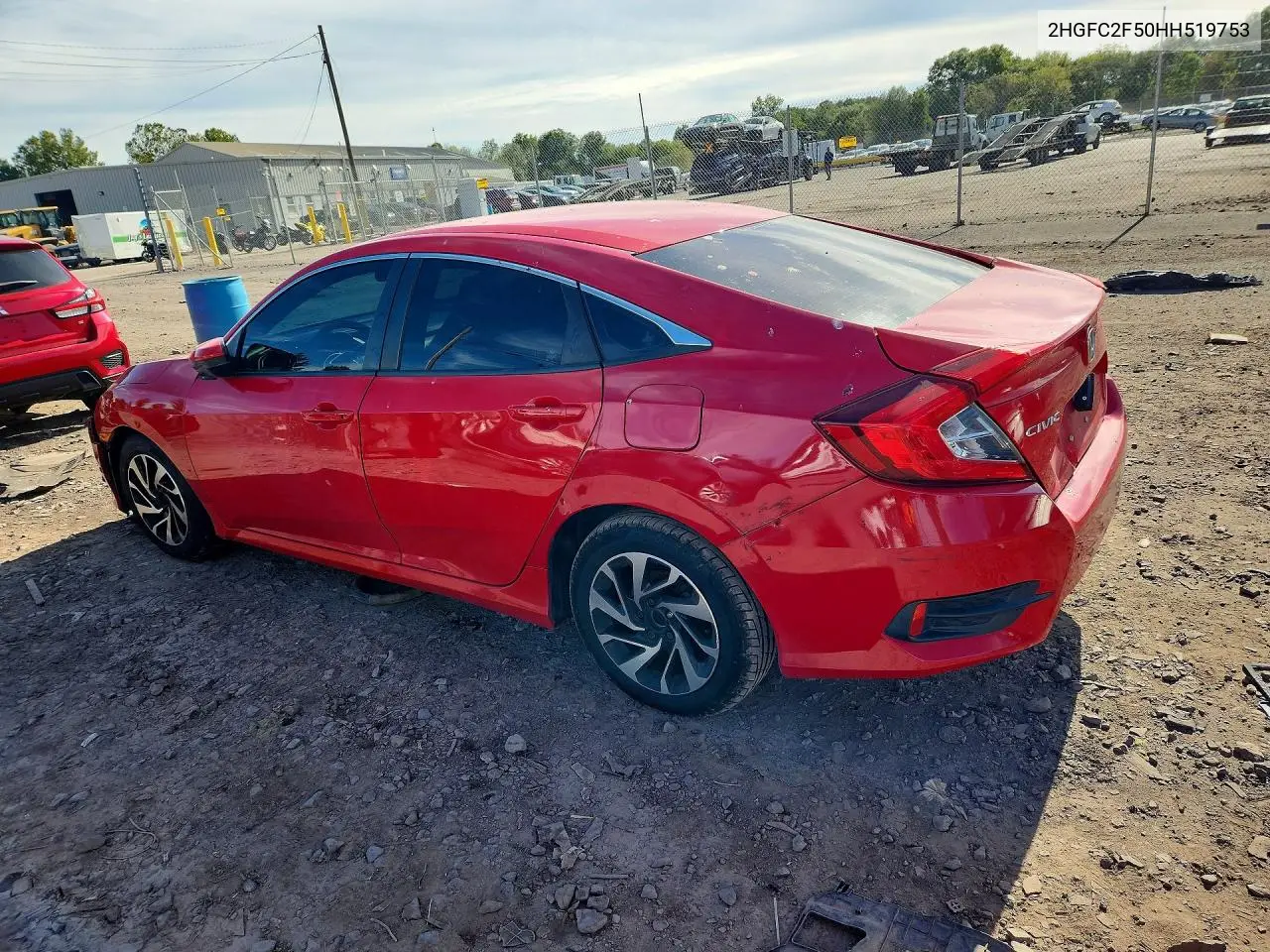 2017 HONDA CIVIC VIN 2HGFC2F50HH519753 — фото 2