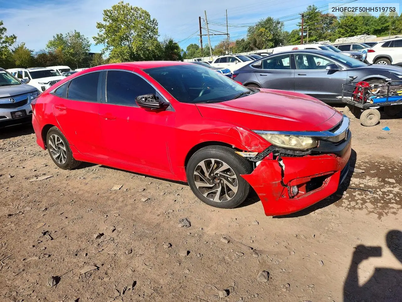2017 HONDA CIVIC VIN 2HGFC2F50HH519753 — фото 4