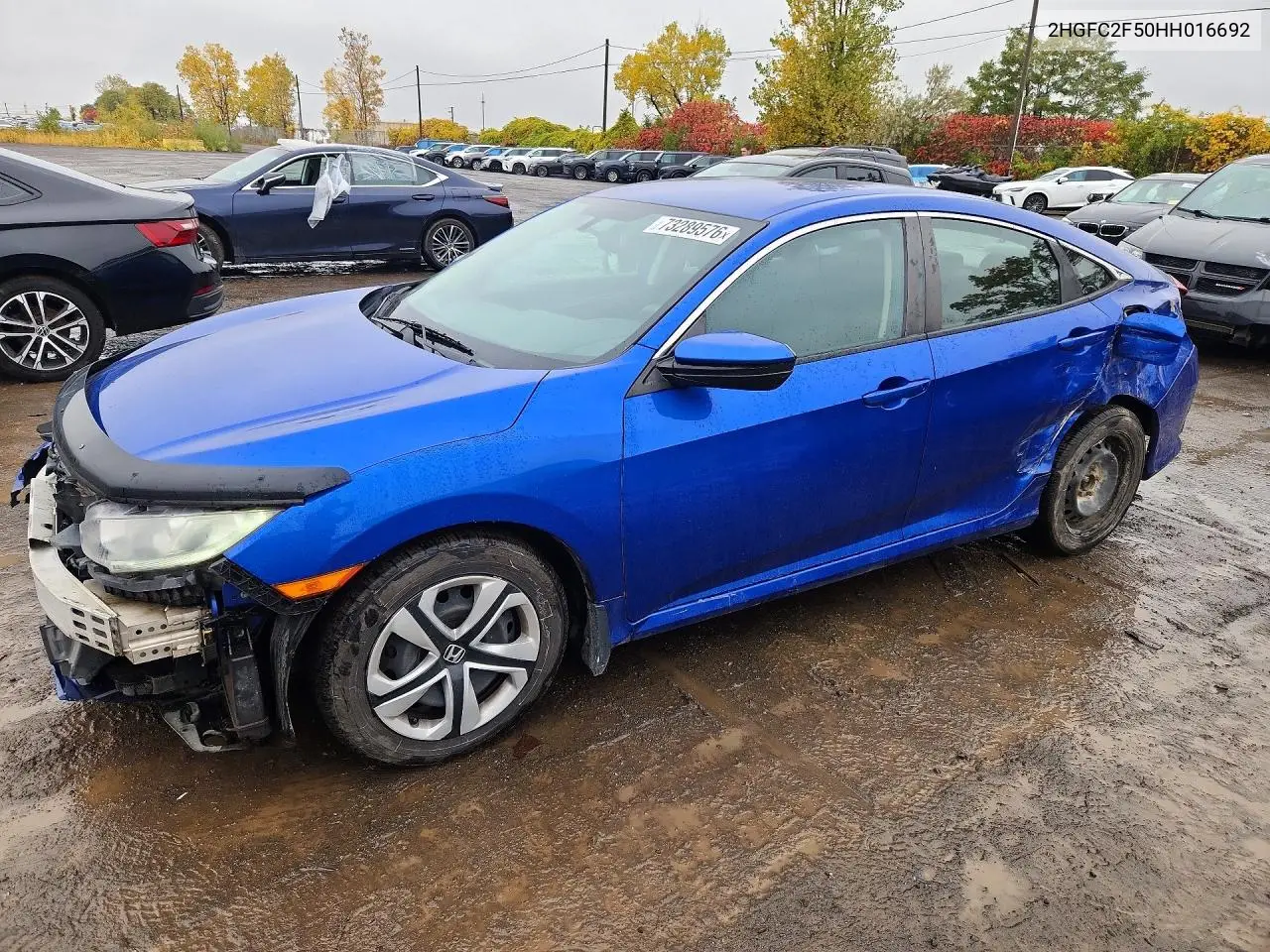 HONDA CIVIC 2017, VIN 2HGFC2F50HH016692
