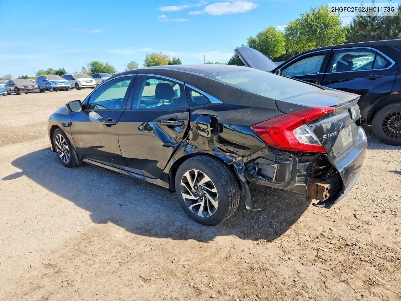 2018 HONDA CIVIC VIN 2HGFC2F62JH011735 — фото 2