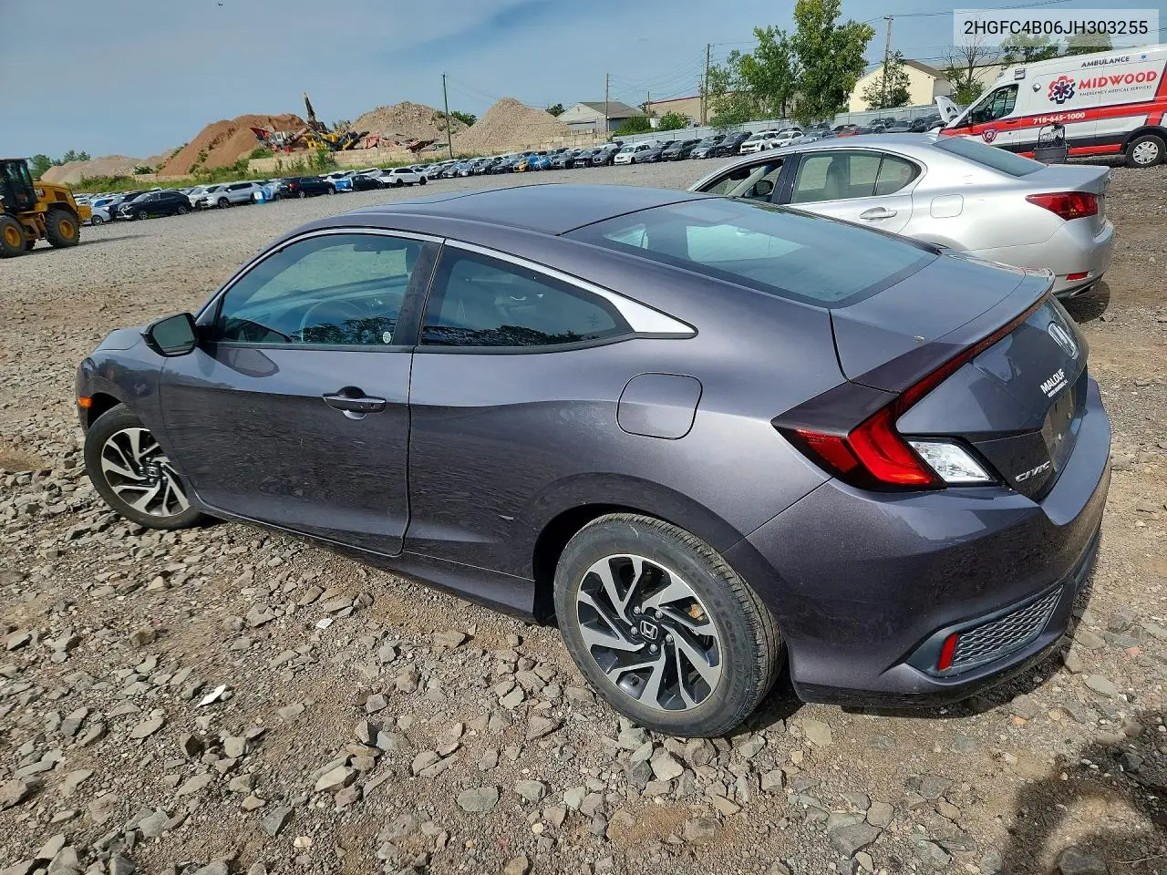 2018 HONDA CIVIC VIN 2HGFC4B06JH303255 — фото 2