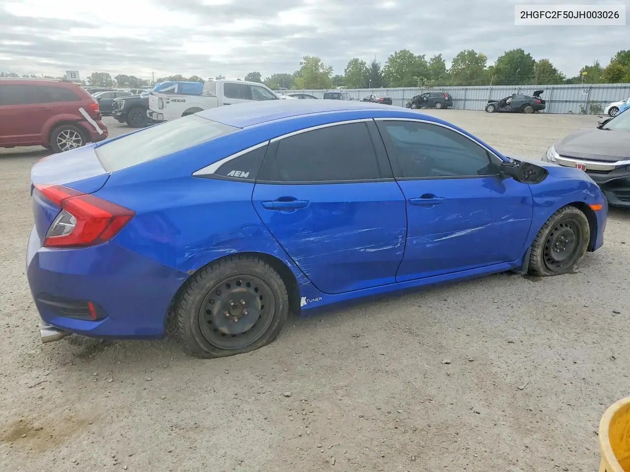 2018 HONDA CIVIC VIN 2HGFC2F50JH003026 — фото 3