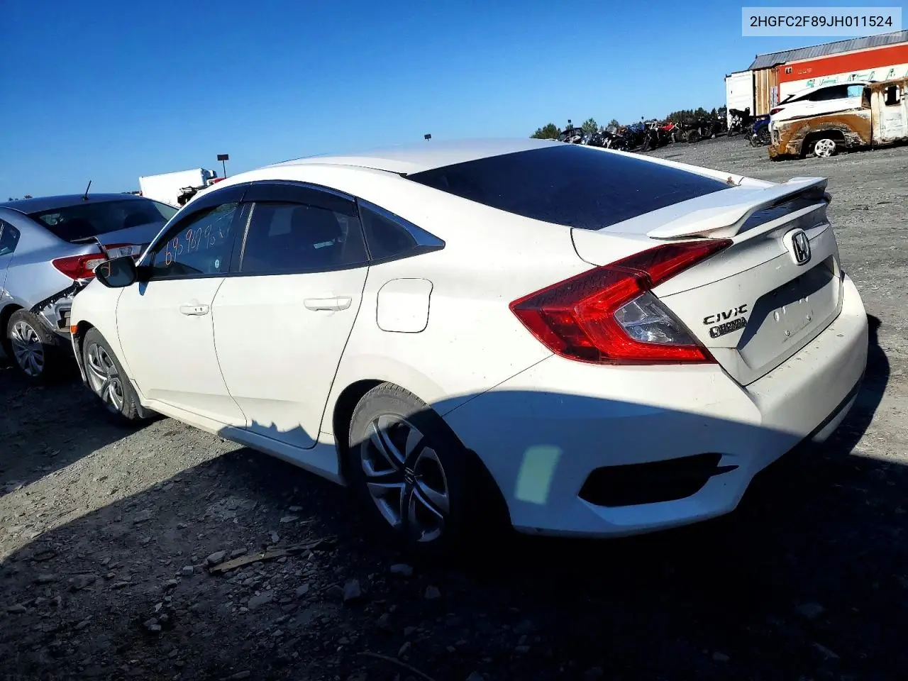 2018 HONDA CIVIC VIN 2HGFC2F89JH011524 — фото 2