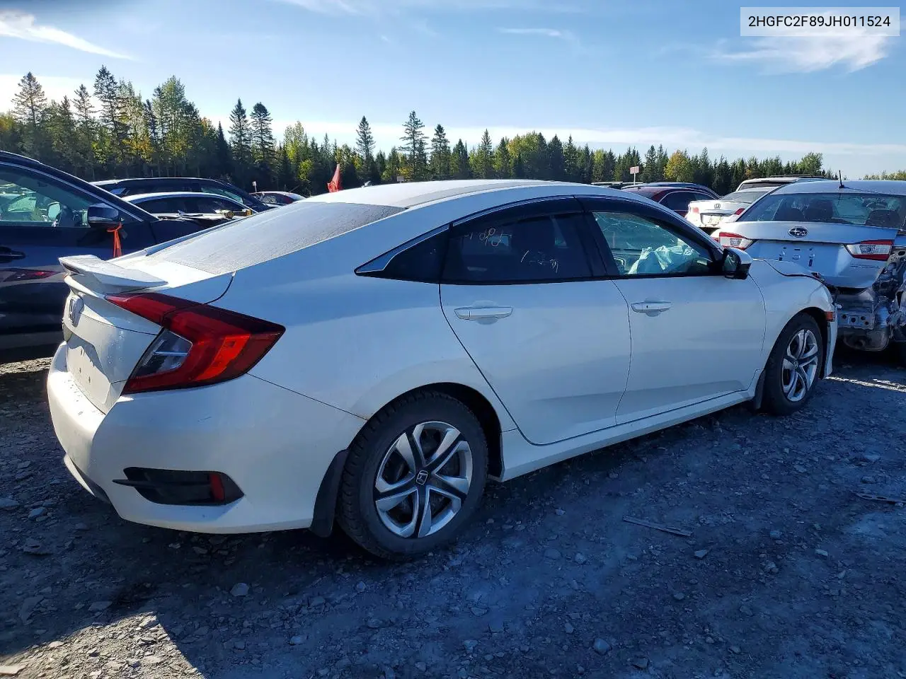 2018 HONDA CIVIC VIN 2HGFC2F89JH011524 — фото 3