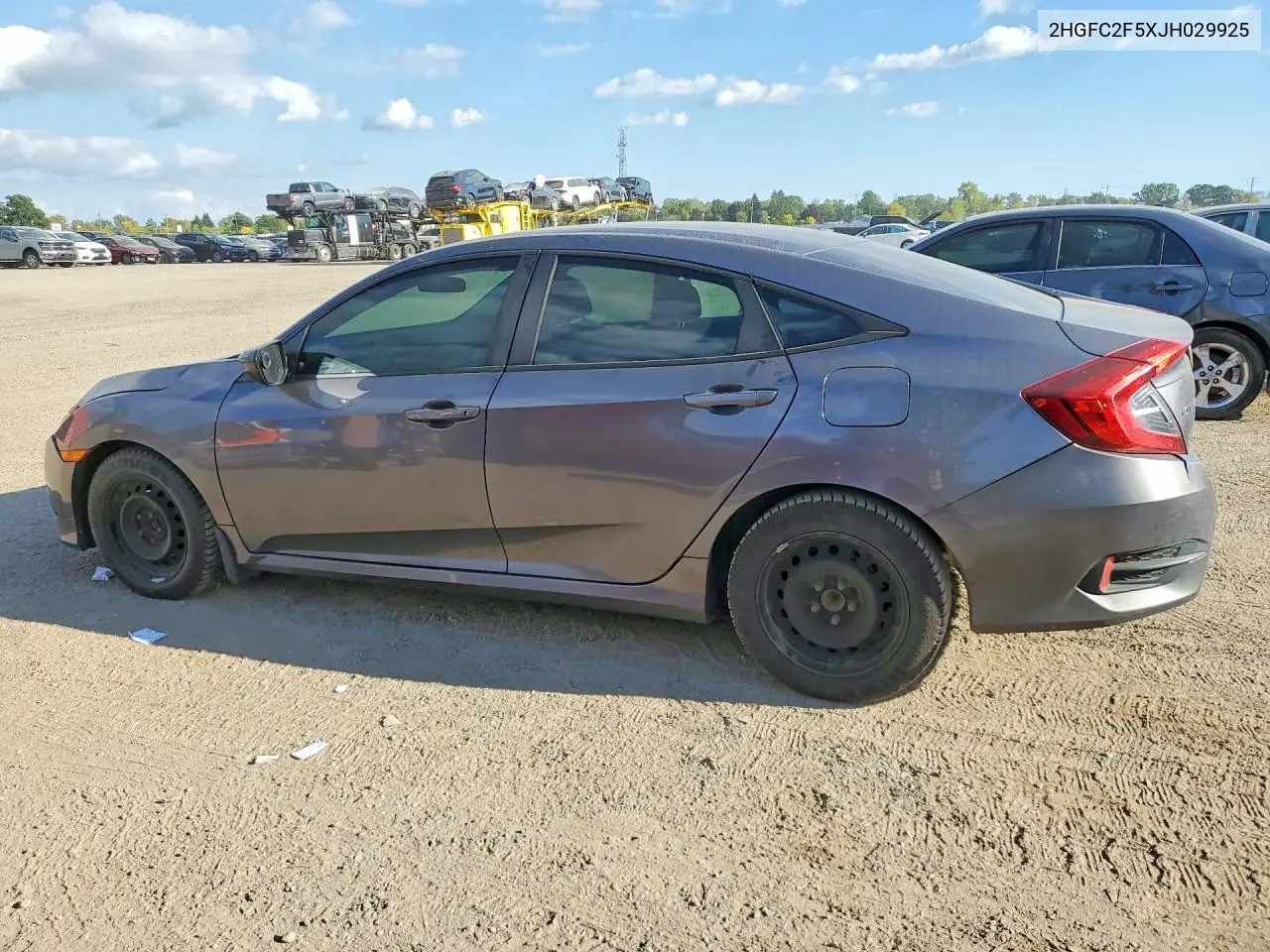 2018 HONDA CIVIC VIN 2HGFC2F5XJH029925 — фото 2