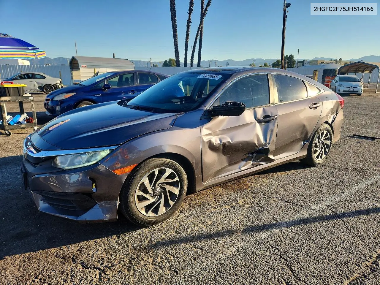 HONDA CIVIC 2018, VIN 2HGFC2F75JH514166