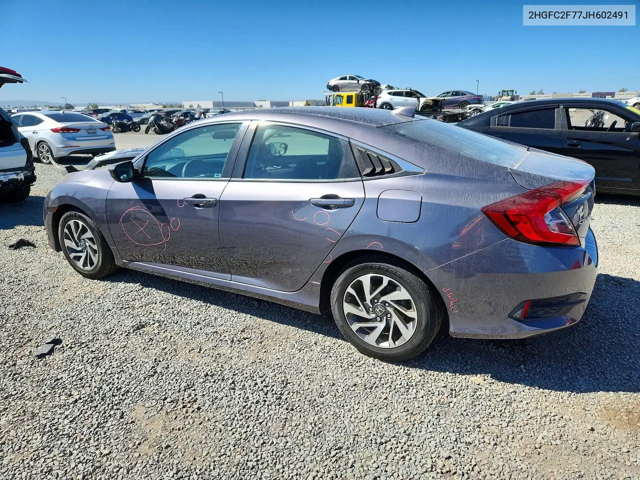 2018 HONDA CIVIC VIN 2HGFC2F77JH602491 — фото 2