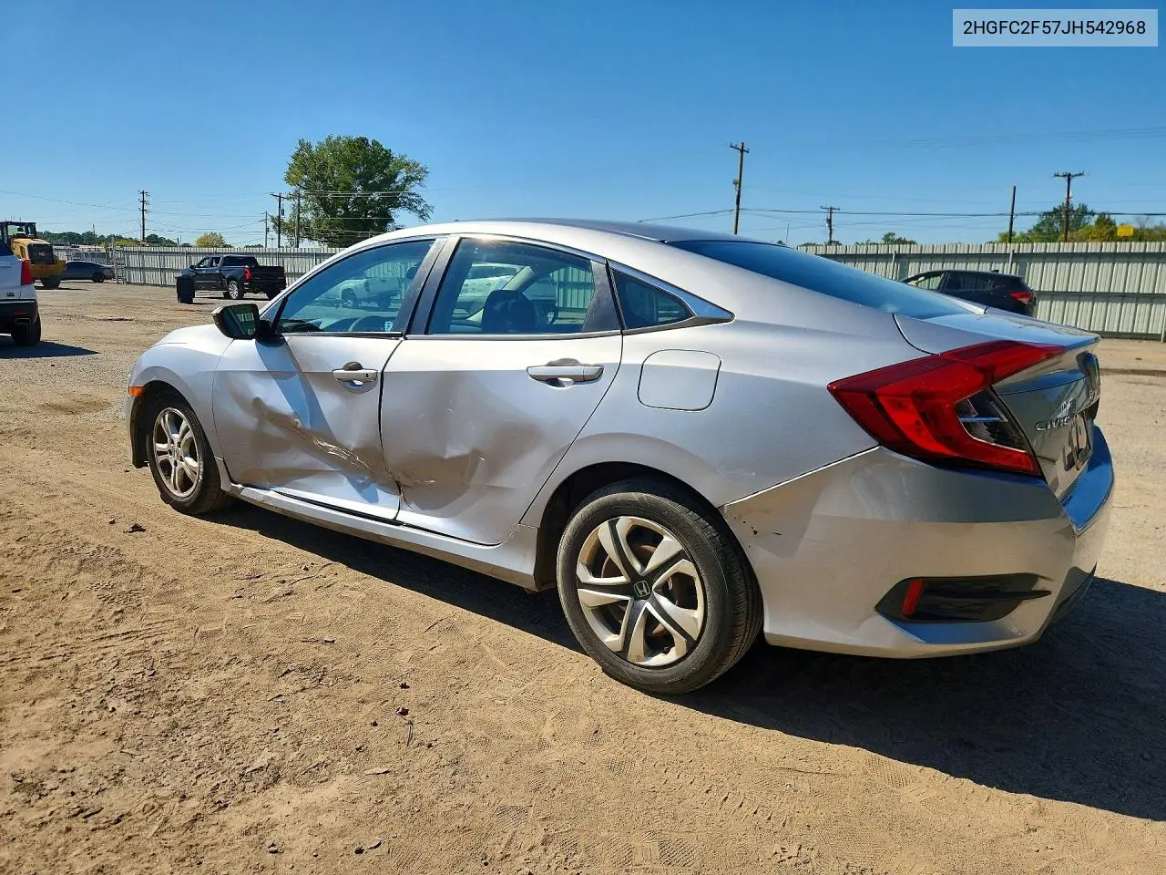 2018 HONDA CIVIC VIN 2HGFC2F57JH542968 — фото 2