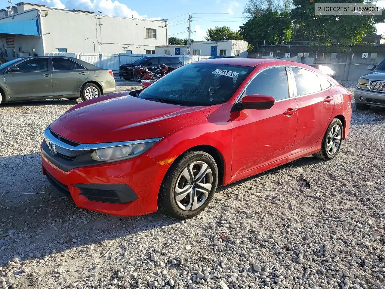 2018 HONDA CIVIC VIN 2HGFC2F51JH569003 — фото 2