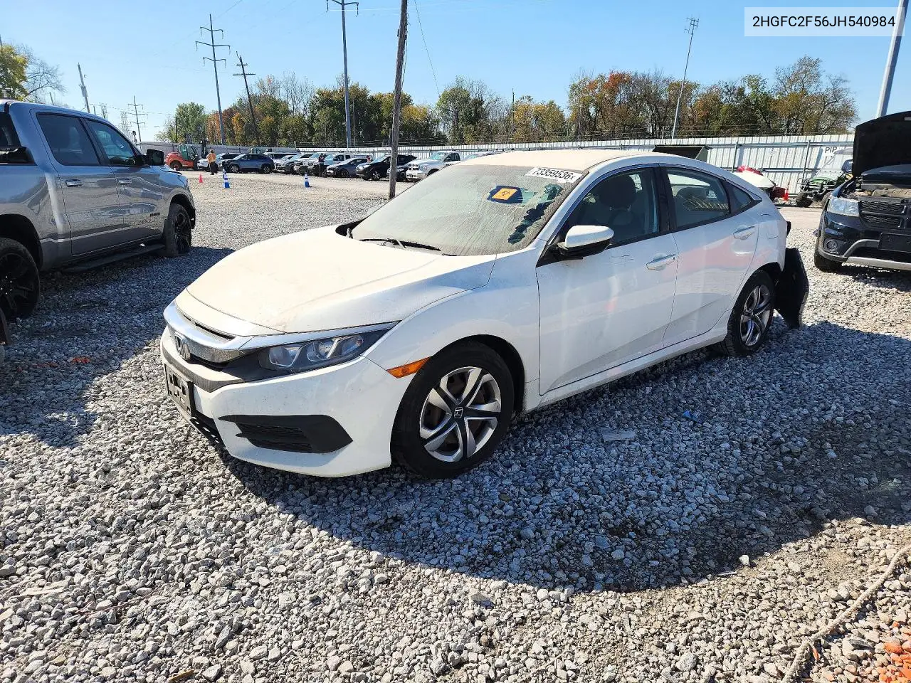HONDA CIVIC 2018, VIN 2HGFC2F56JH540984