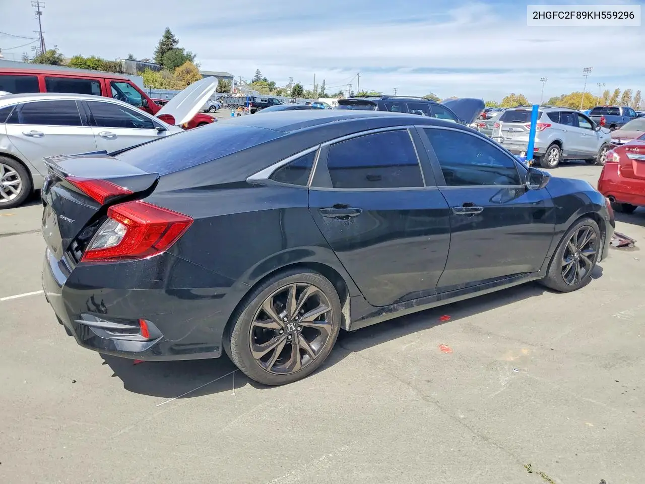 2019 HONDA CIVIC VIN 2HGFC2F89KH559296 — фото 3