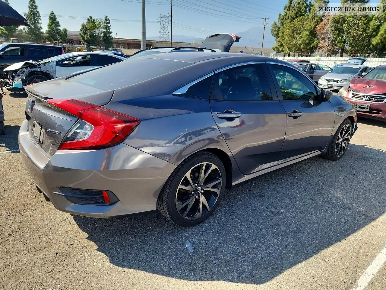 2019 HONDA CIVIC VIN 2HGFC2F87KH604039 — фото 3