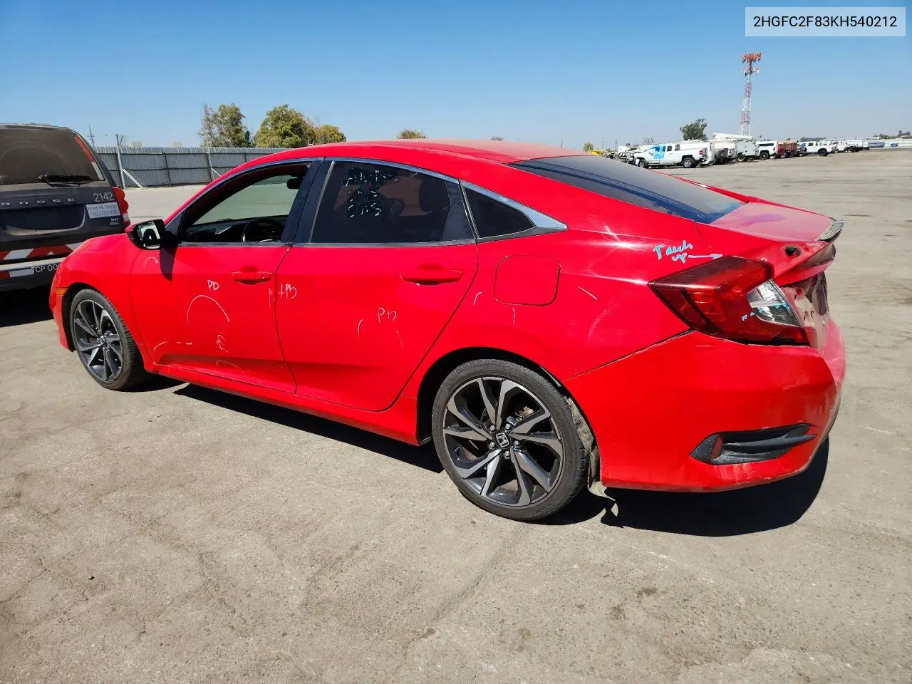 2019 HONDA CIVIC VIN 2HGFC2F83KH540212 — фото 2