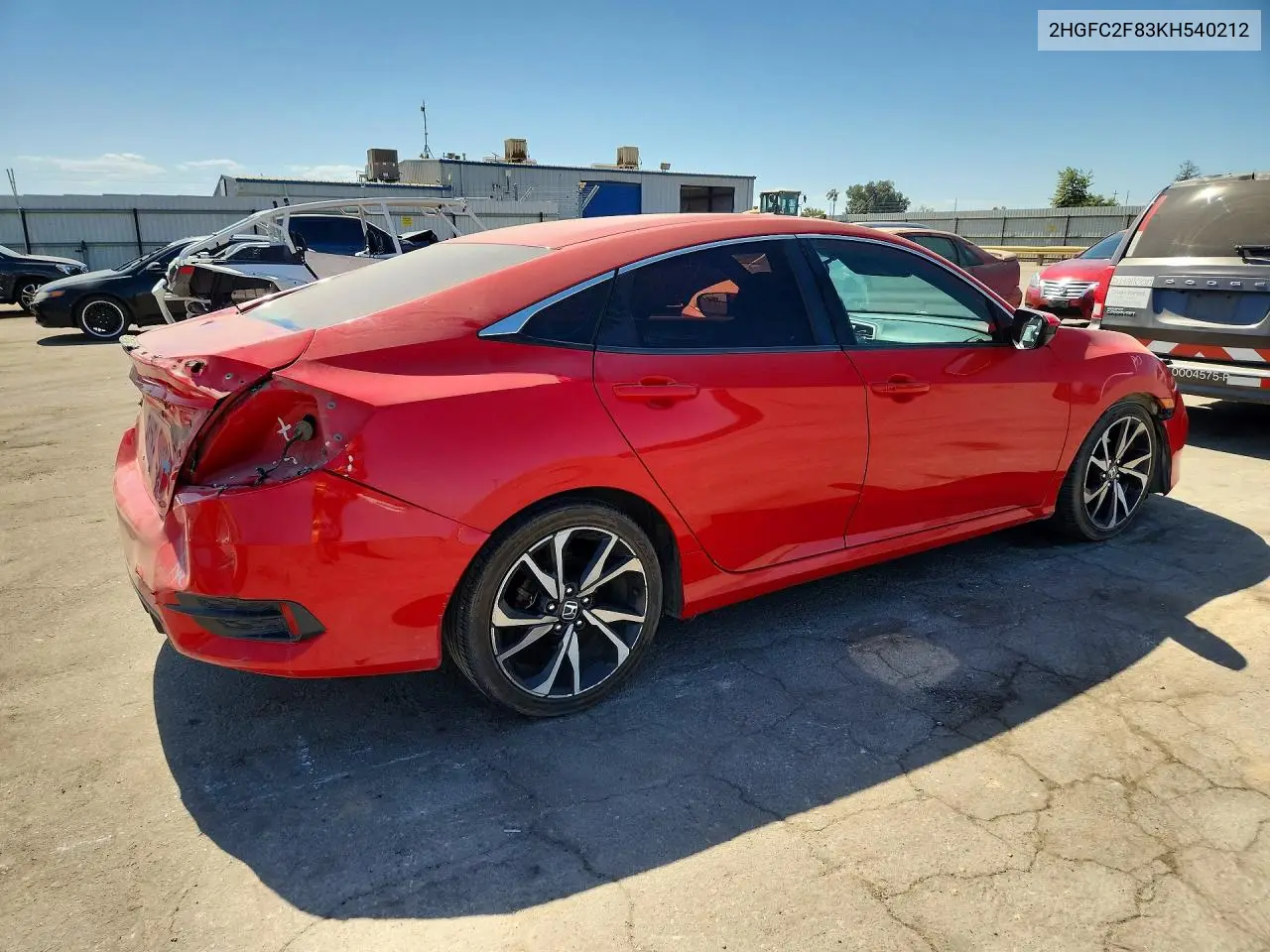 2019 HONDA CIVIC VIN 2HGFC2F83KH540212 — фото 3