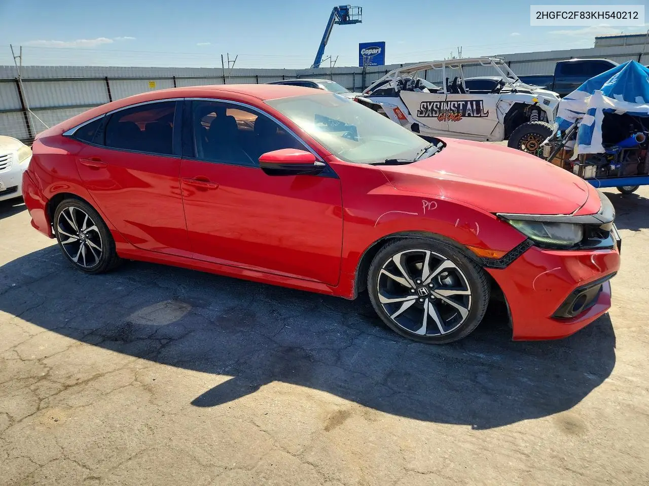 2019 HONDA CIVIC VIN 2HGFC2F83KH540212 — фото 4