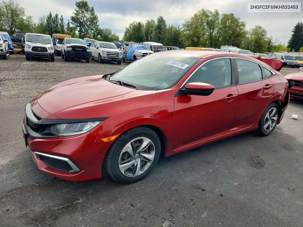 HONDA CIVIC 2019, VIN 2HGFC2F69KH532453