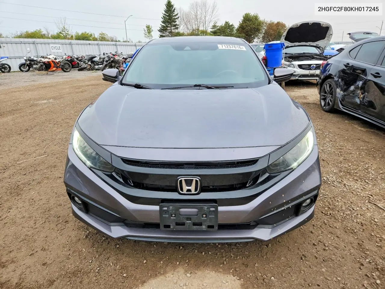 2019 HONDA CIVIC VIN 2HGFC2F80KH017245 — фото 5