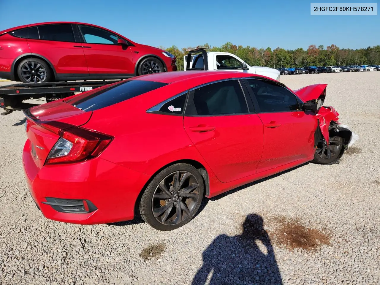 2019 HONDA CIVIC VIN 2HGFC2F80KH578271 — фото 3