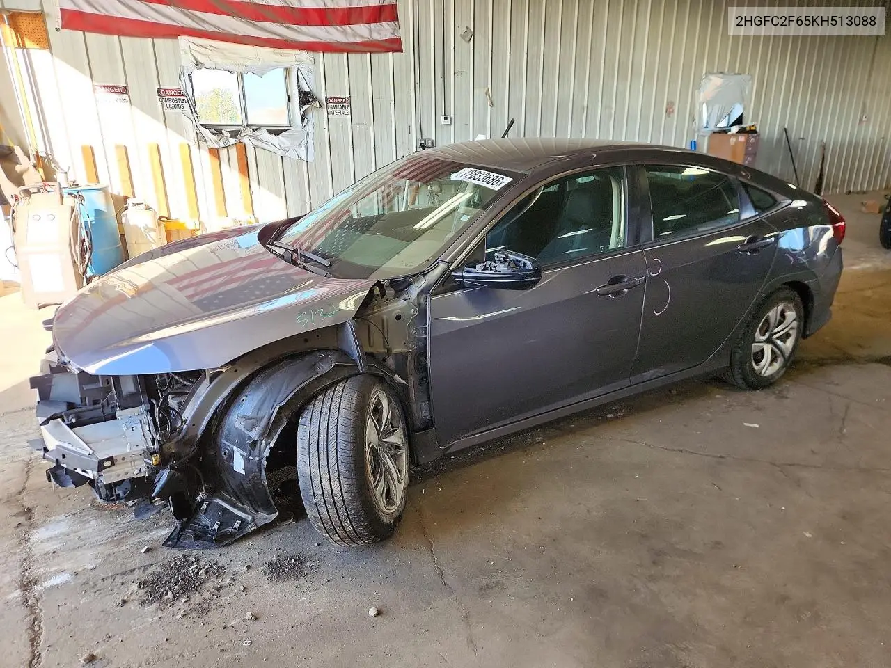 HONDA CIVIC 2019, VIN 2HGFC2F65KH513088
