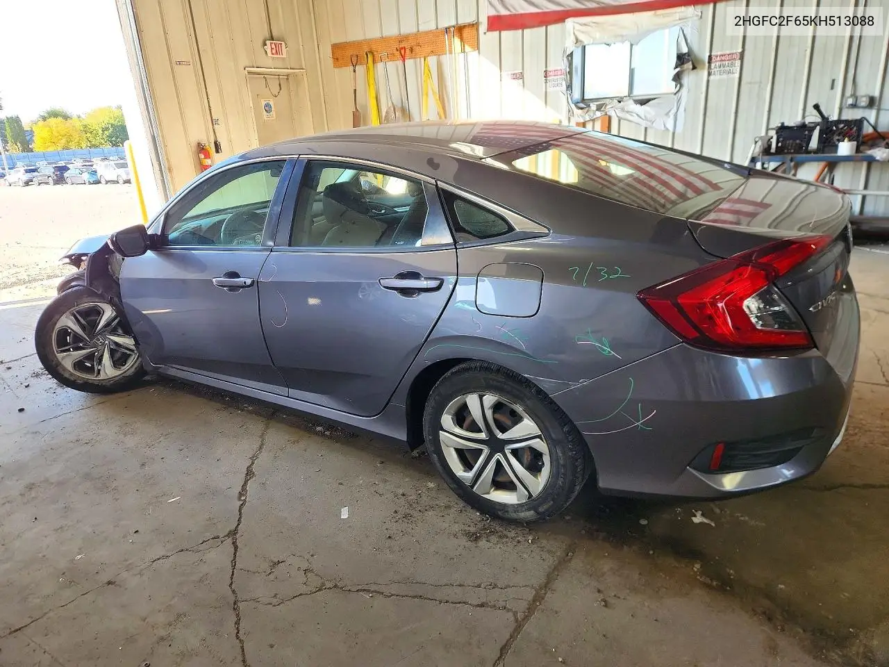 2019 HONDA CIVIC VIN 2HGFC2F65KH513088 — фото 2