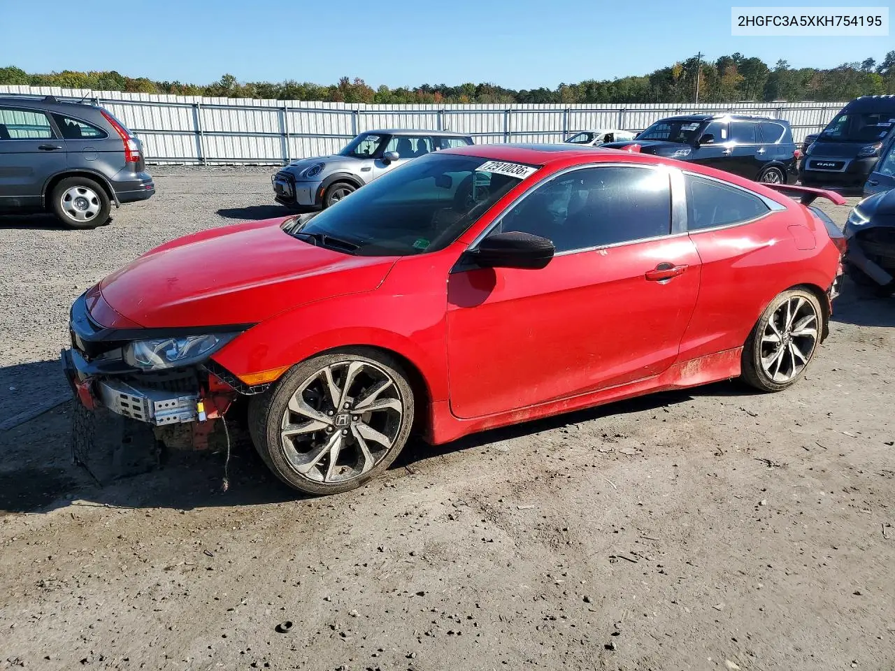 HONDA CIVIC 2019, VIN 2HGFC3A5XKH754195