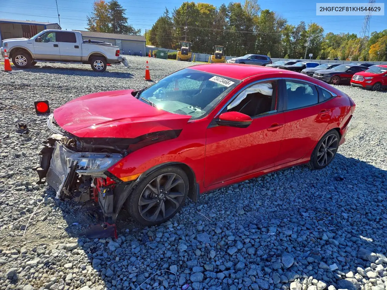 HONDA CIVIC 2019, VIN 2HGFC2F81KH544629