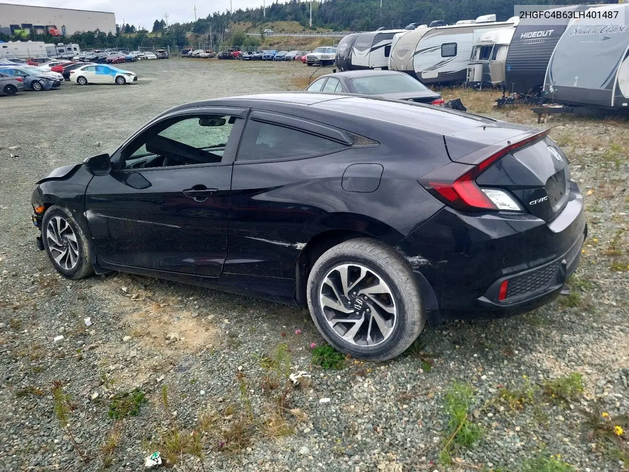 2020 HONDA CIVIC VIN 2HGFC4B63LH401487 — фото 2