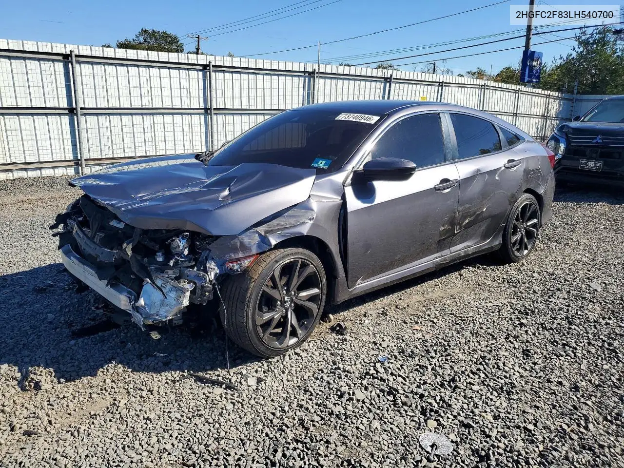 HONDA CIVIC 2020, VIN 2HGFC2F83LH540700