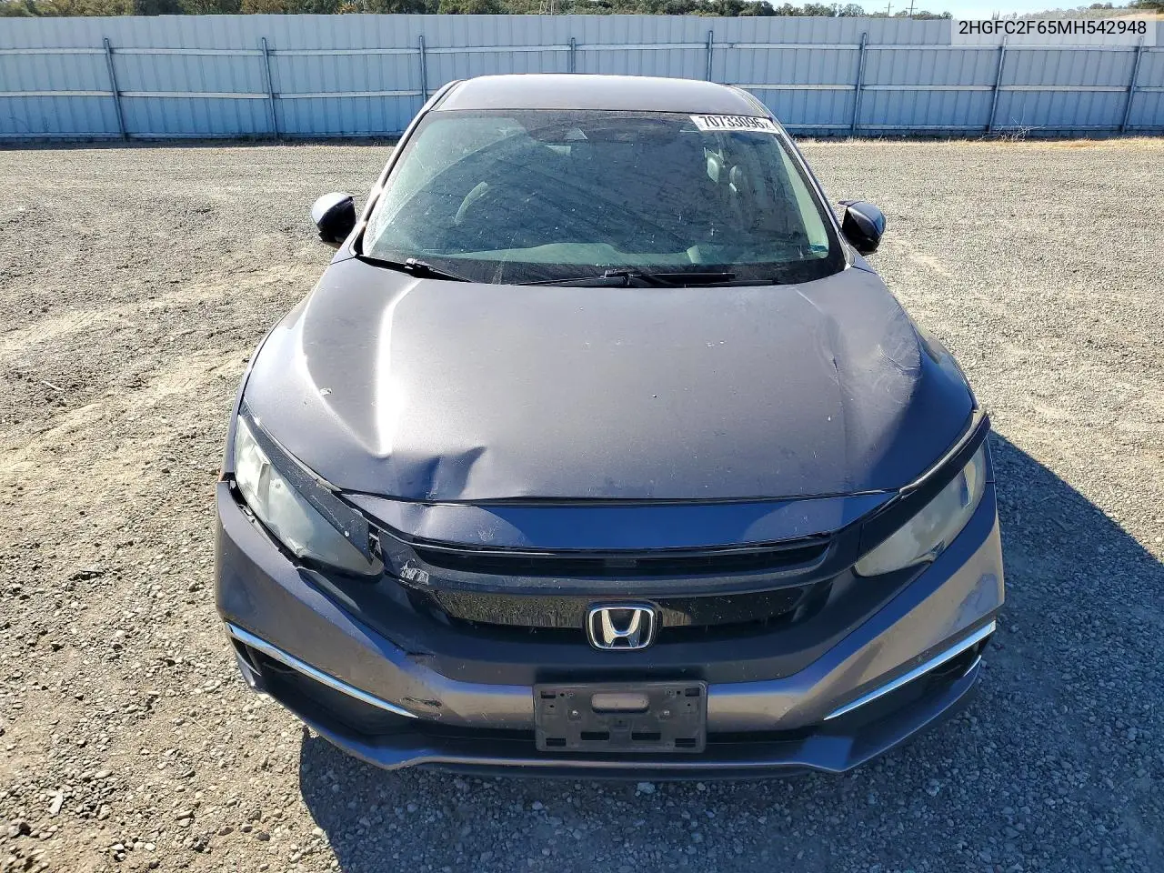 2021 HONDA CIVIC VIN 2HGFC2F65MH542948 — фото 5