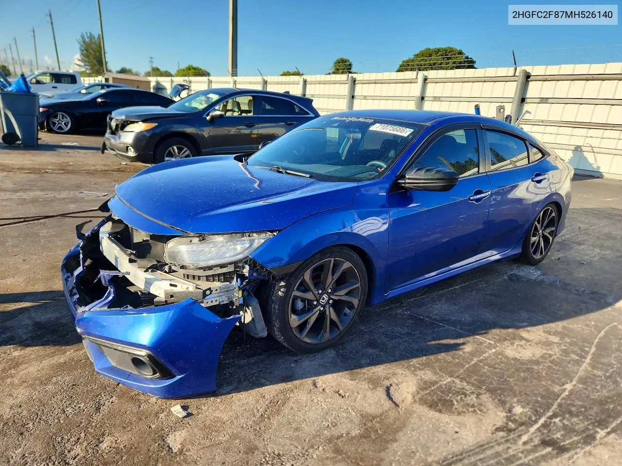 HONDA CIVIC 2021, VIN 2HGFC2F87MH526140