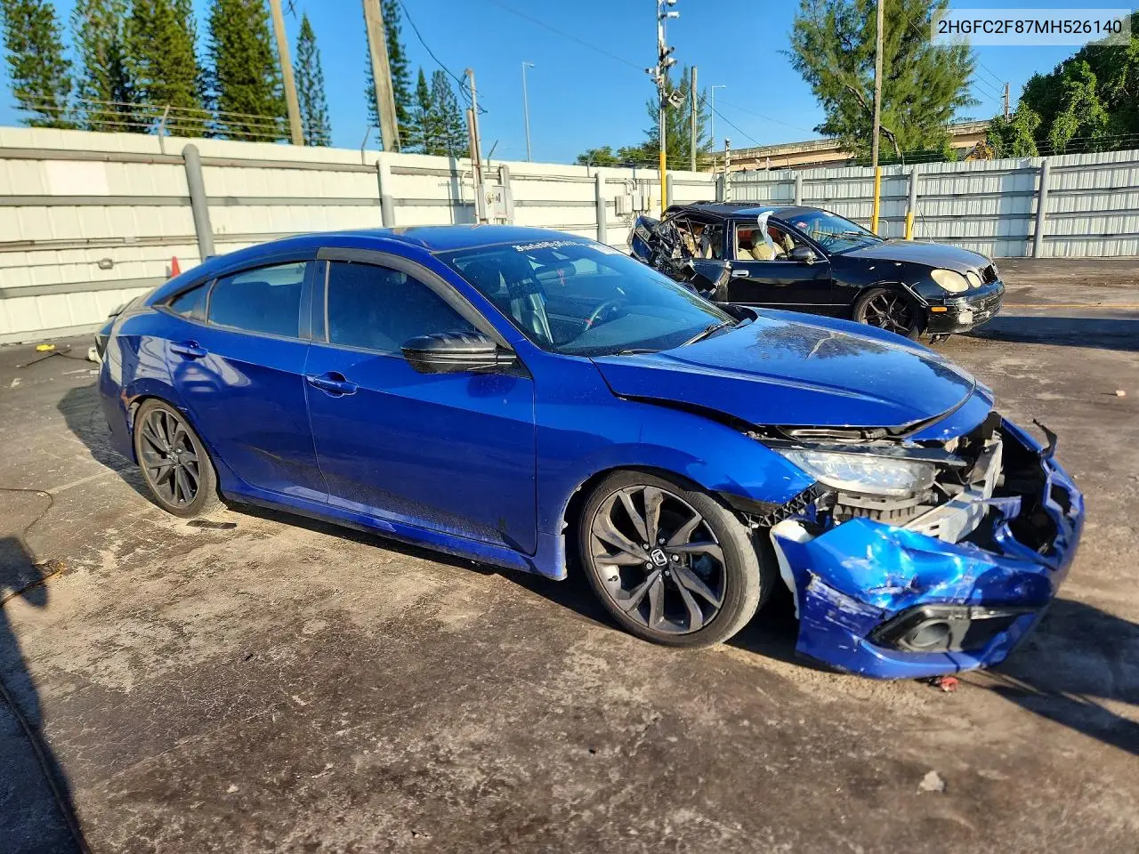 2021 HONDA CIVIC VIN 2HGFC2F87MH526140 — фото 4