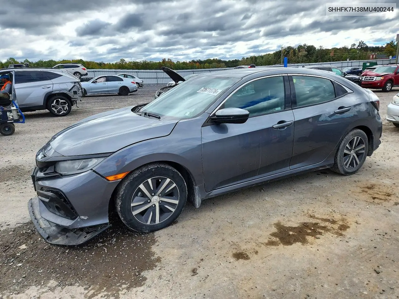 HONDA CIVIC 2021, VIN SHHFK7H38MU400244