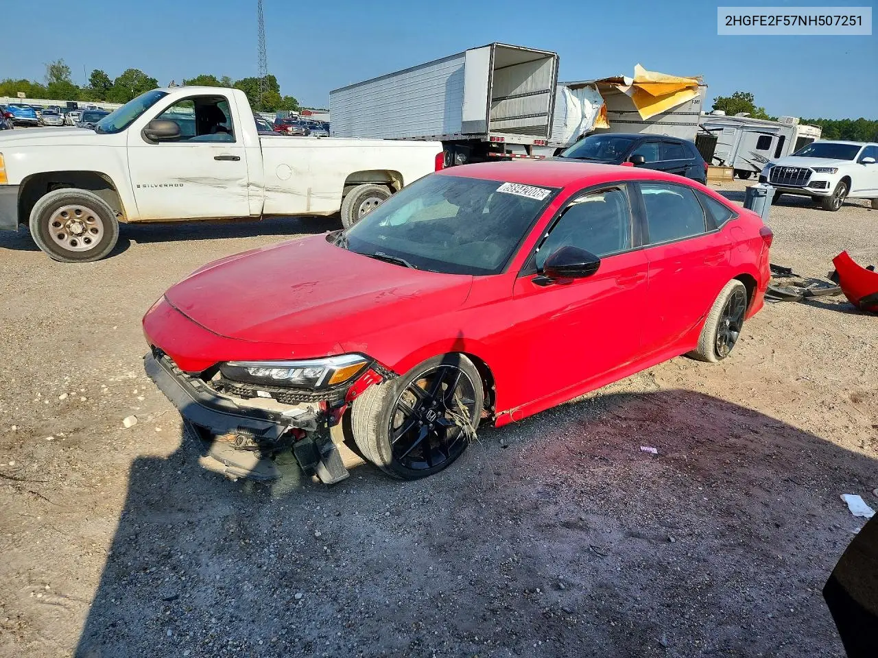 HONDA CIVIC 2022, VIN 2HGFE2F57NH507251