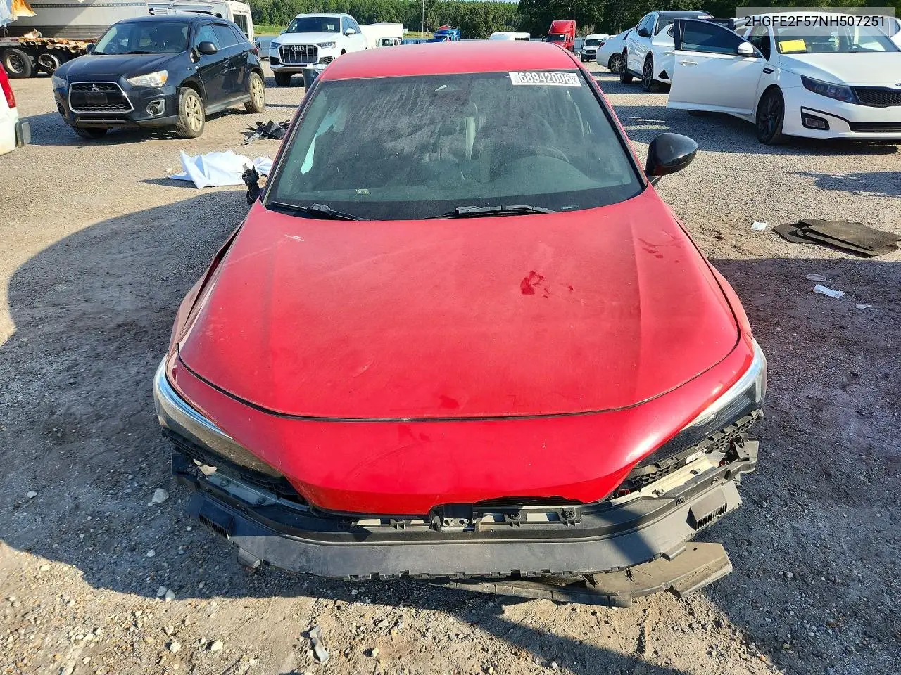2022 HONDA CIVIC VIN 2HGFE2F57NH507251 — фото 5