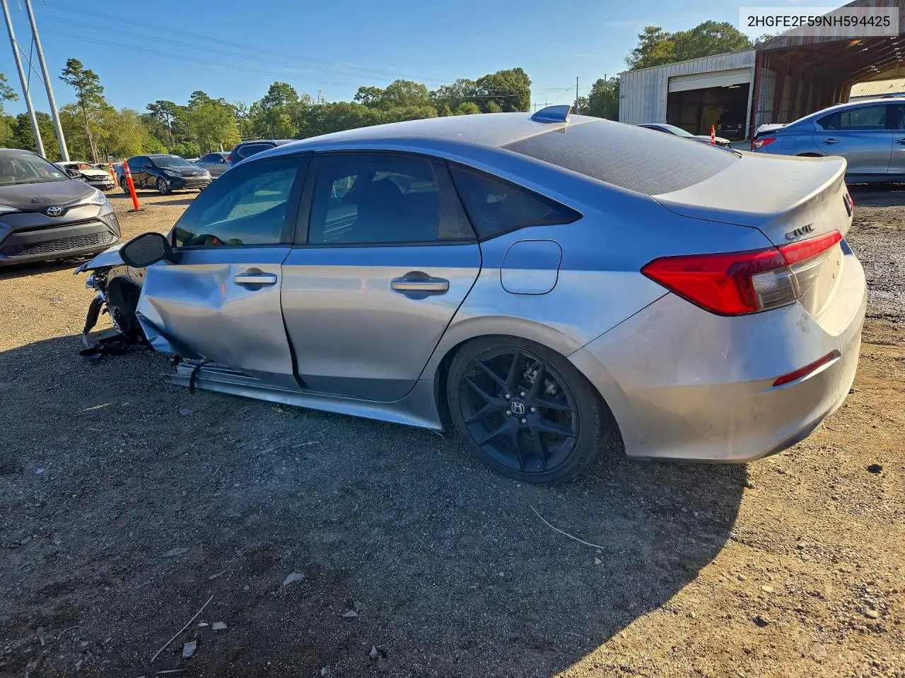 2022 HONDA CIVIC VIN 2HGFE2F59NH594425 — фото 2