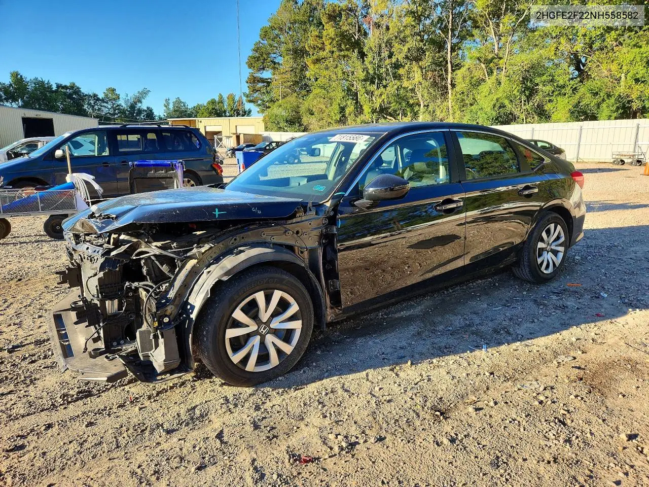 HONDA CIVIC 2022, VIN 2HGFE2F22NH558582