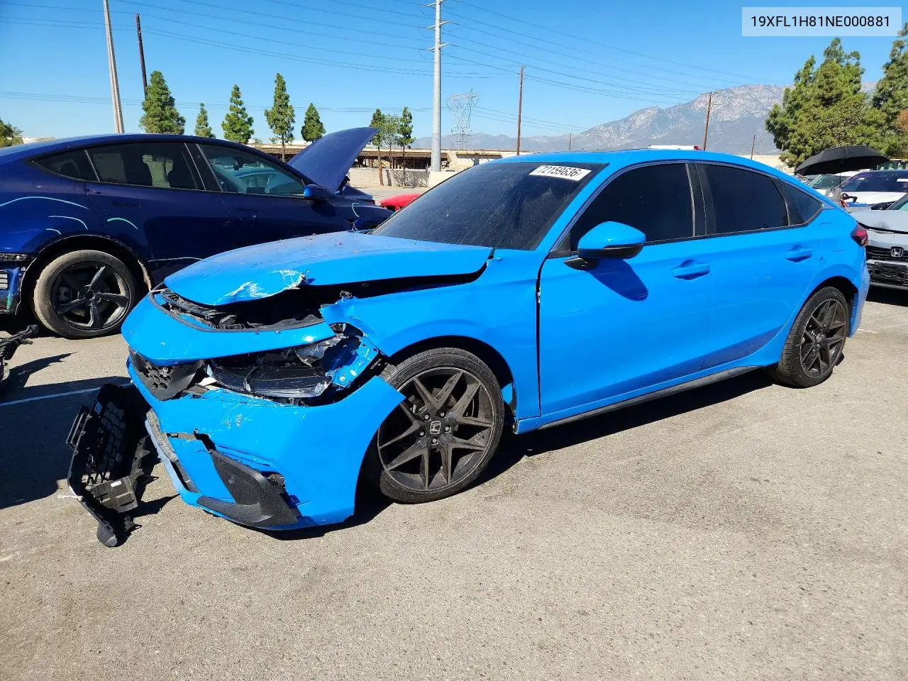 HONDA CIVIC 2022, VIN 19XFL1H81NE000881