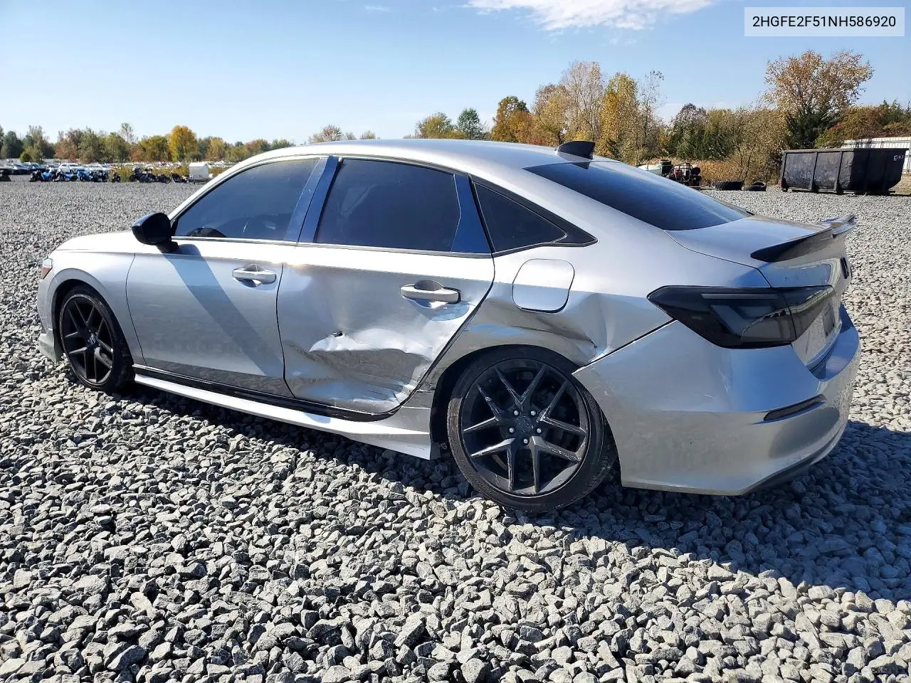 2022 HONDA CIVIC VIN 2HGFE2F51NH586920 — фото 2