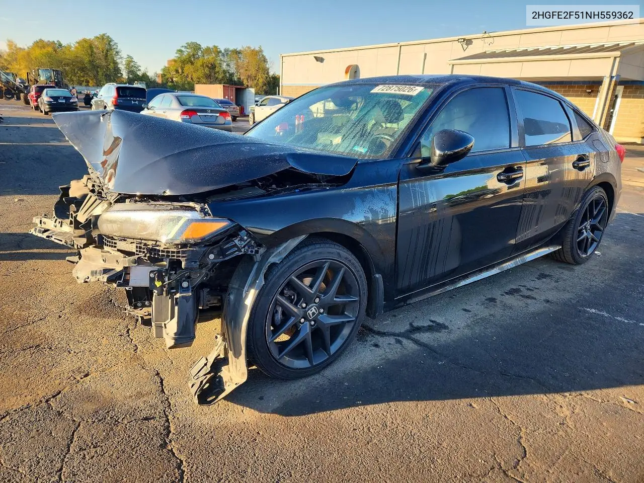 HONDA CIVIC 2022, VIN 2HGFE2F51NH559362