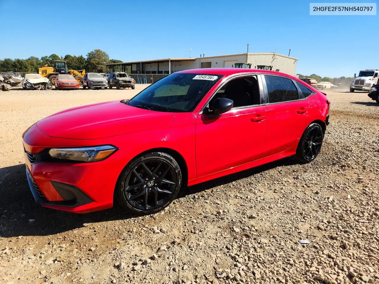 HONDA CIVIC 2022, VIN 2HGFE2F57NH540797