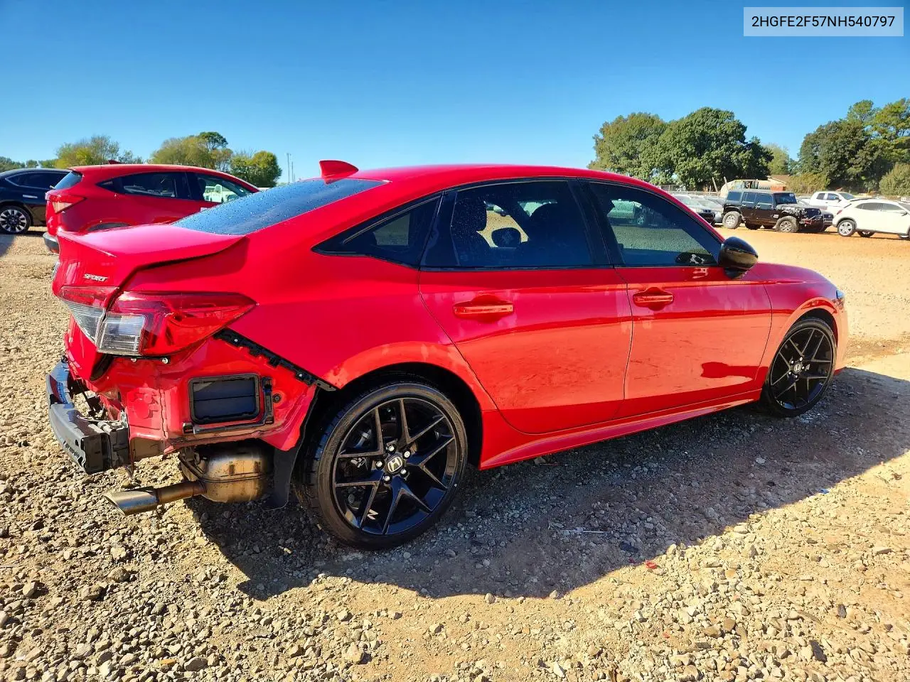 2022 HONDA CIVIC VIN 2HGFE2F57NH540797 — фото 3